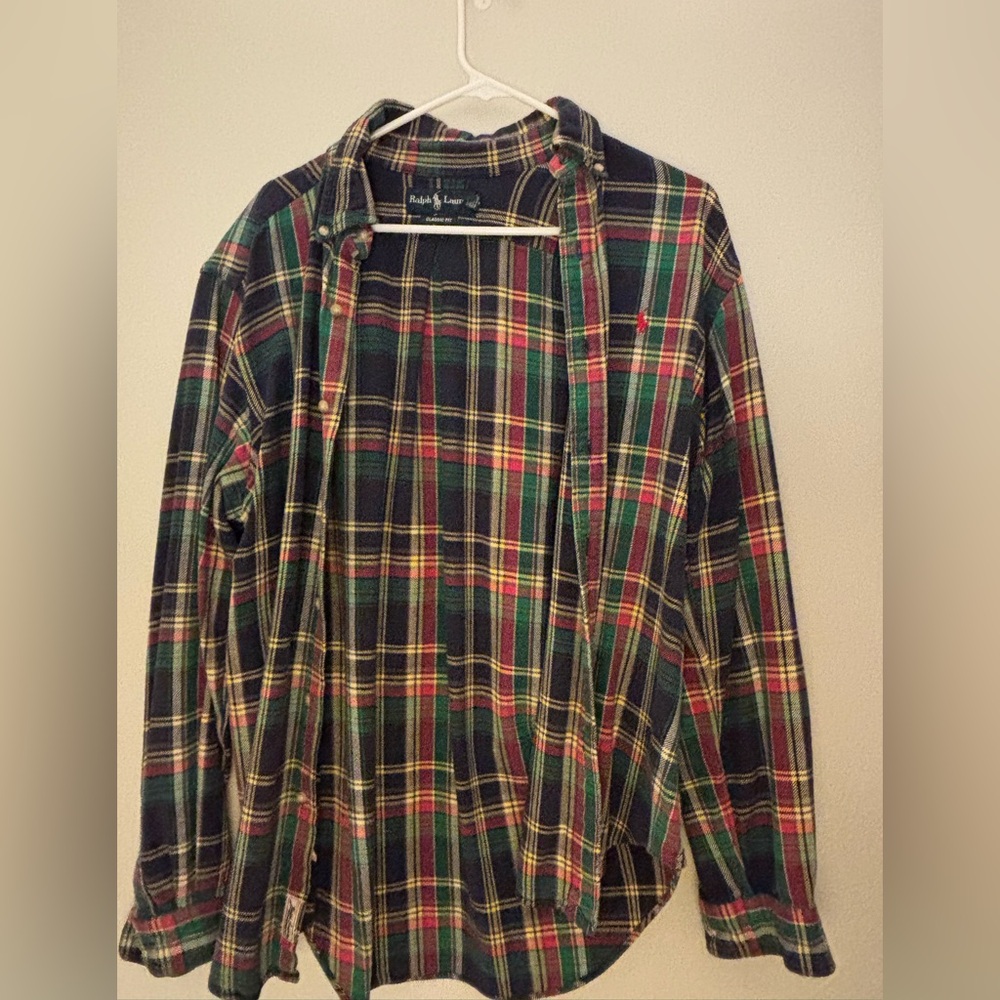 Ralph Lauren Men's Tartan Plaid Shirt - Green, Red, and Yellow